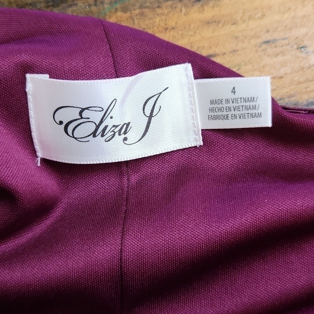 Eliza J Velvet Wine color One Sleeve Dress Date Night Formal Sexy Flirty - Picture 11 of 11